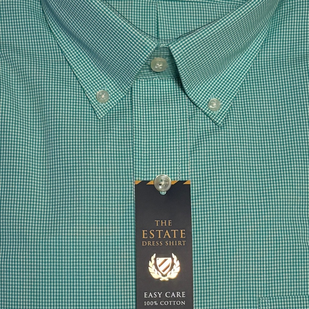 CLUB ROOM THE ESTATE GREEN CHECK MEN'S DRESS SHIRT SIZE 17  34/35
